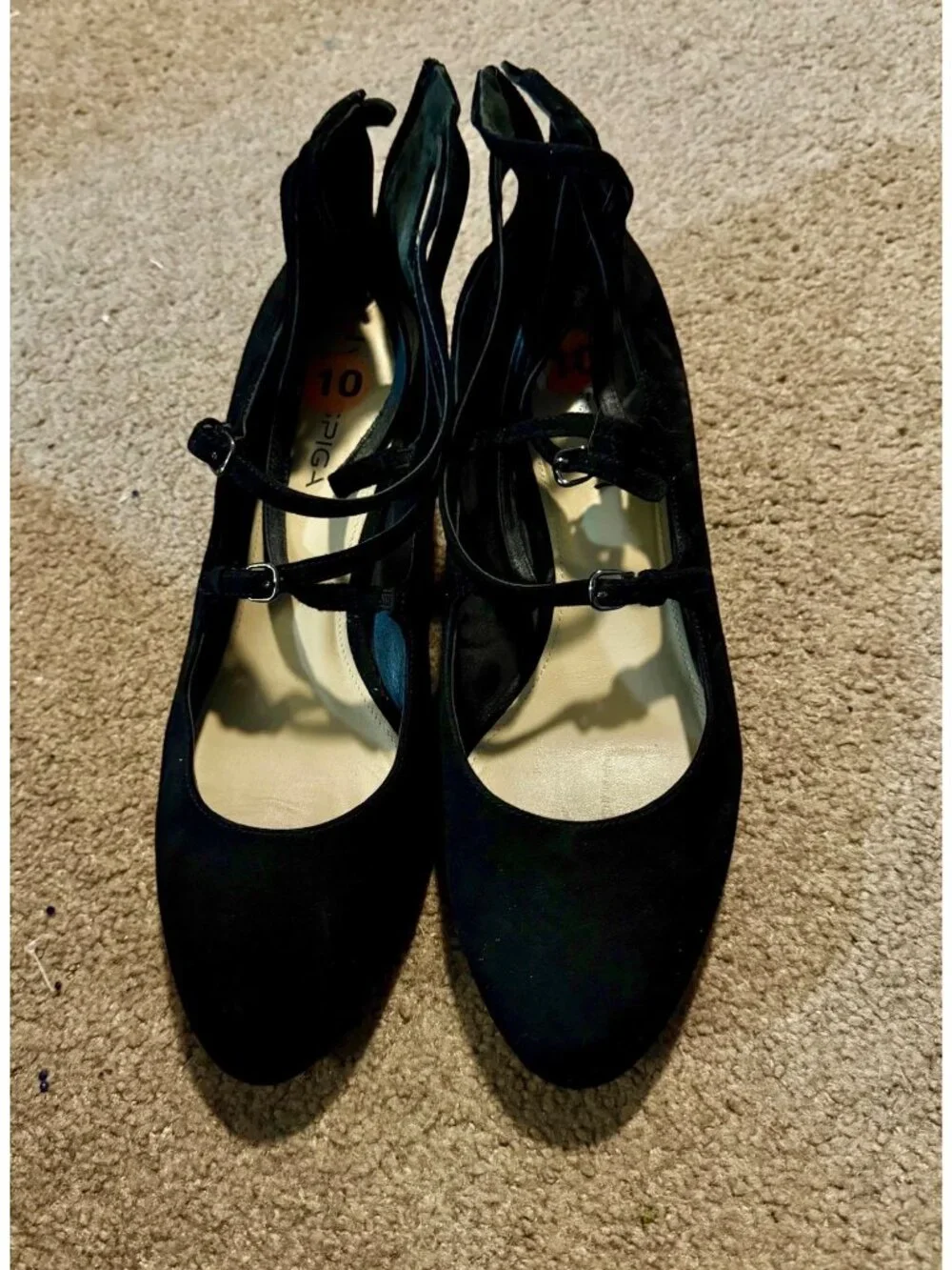 Via Spiga Black Suede Multi‑Strap Heels – Size 10